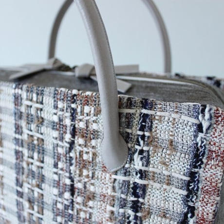 利休バッグ R_1025 / Brown ×White fancy tweed