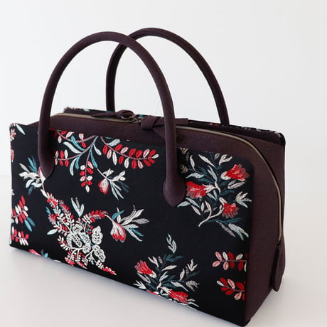 利休バッグ / Black Bistre Floral / R_1086