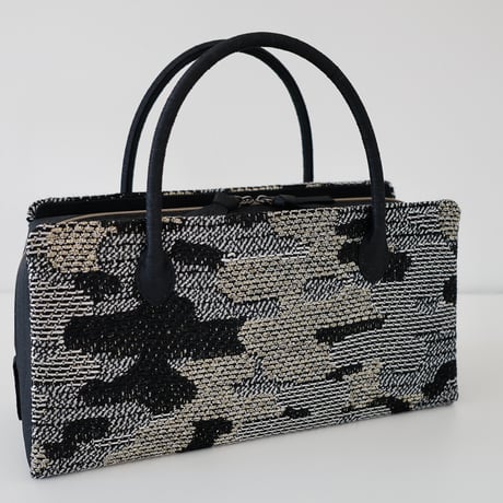 利休バッグ/black jacquard  / R_1162