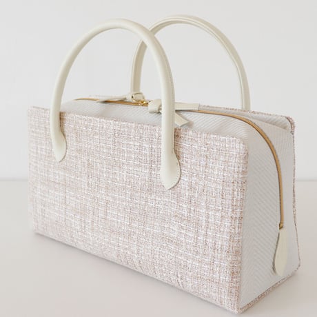 利休バッグ /beige ×white / R_1096