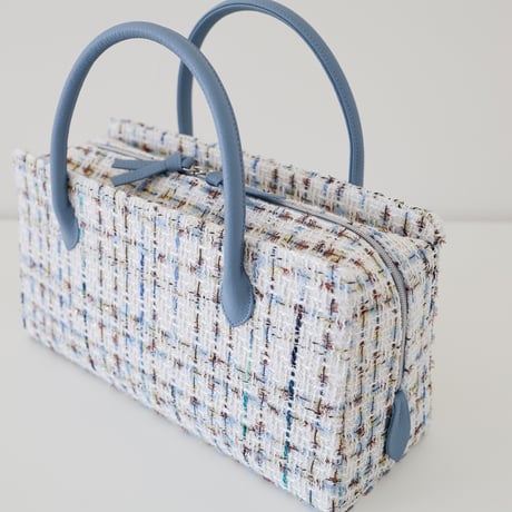 利休バッグ  /blue fancytweed/ R_1155