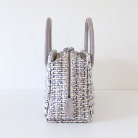利休バッグ R_1043 / grey × cream fancy tweed
