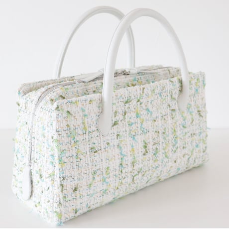 利休バッグ / White Green tweed / R_1061