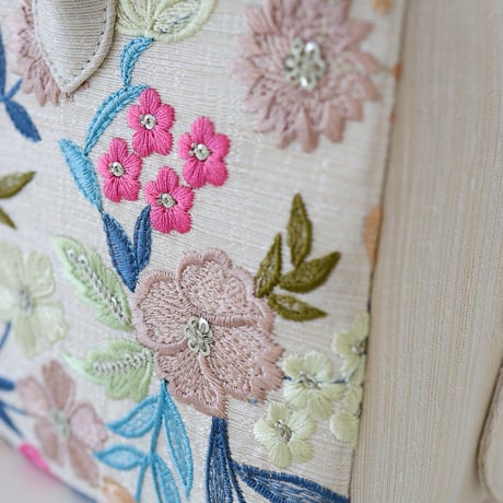 利休バッグ  /floral embroidery/ R_1152