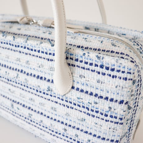 利休バッグ  / Blue White Tweed / R_1127