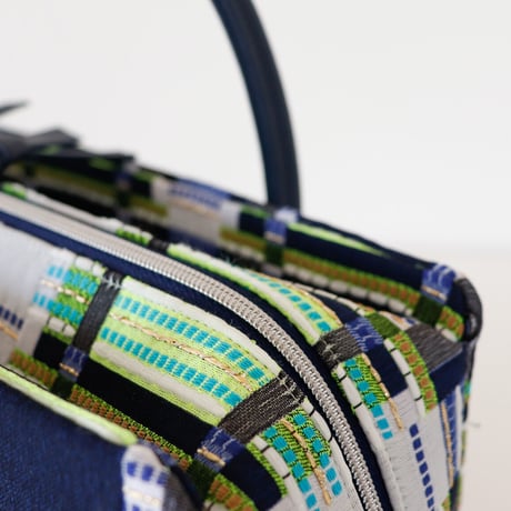 利休バッグ /Navy jacquard / R_1093