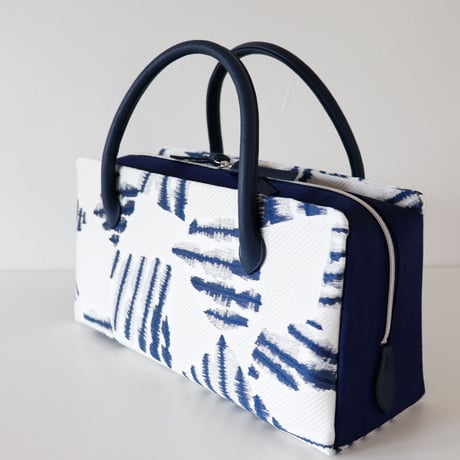 利休バッグ  / White Navy Abstract / R_1055