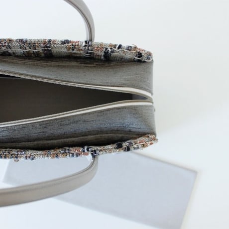 利休バッグ R_1025 / Brown ×White fancy tweed