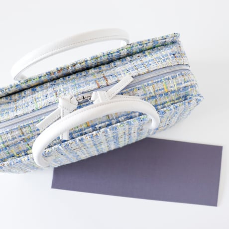 利休バッグ  / Blue fancy tweed / R_1128
