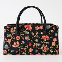 利休バッグ  /black floral/ R_1146