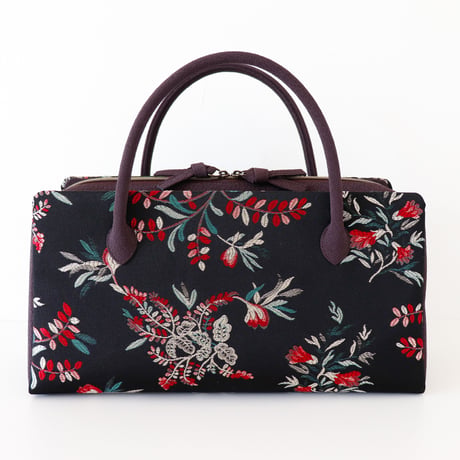 利休バッグ / Black Bistre Floral / R_1086