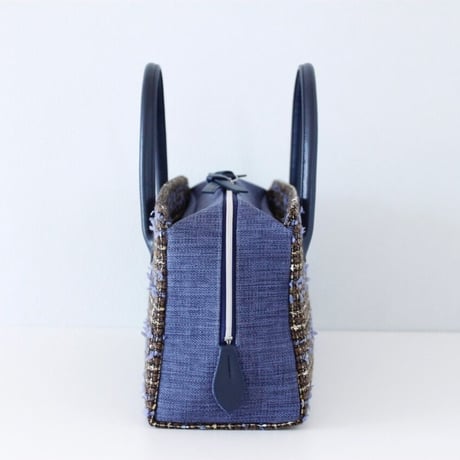 利休バッグ R_1021 / Brown Blue fancy tweed