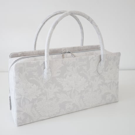 利休バッグ/light gray froral / R_1164