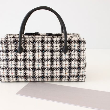 利休バッグ R_1015 / black  white check  sequins