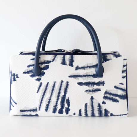 利休バッグ  / White Navy Abstract / R_1055