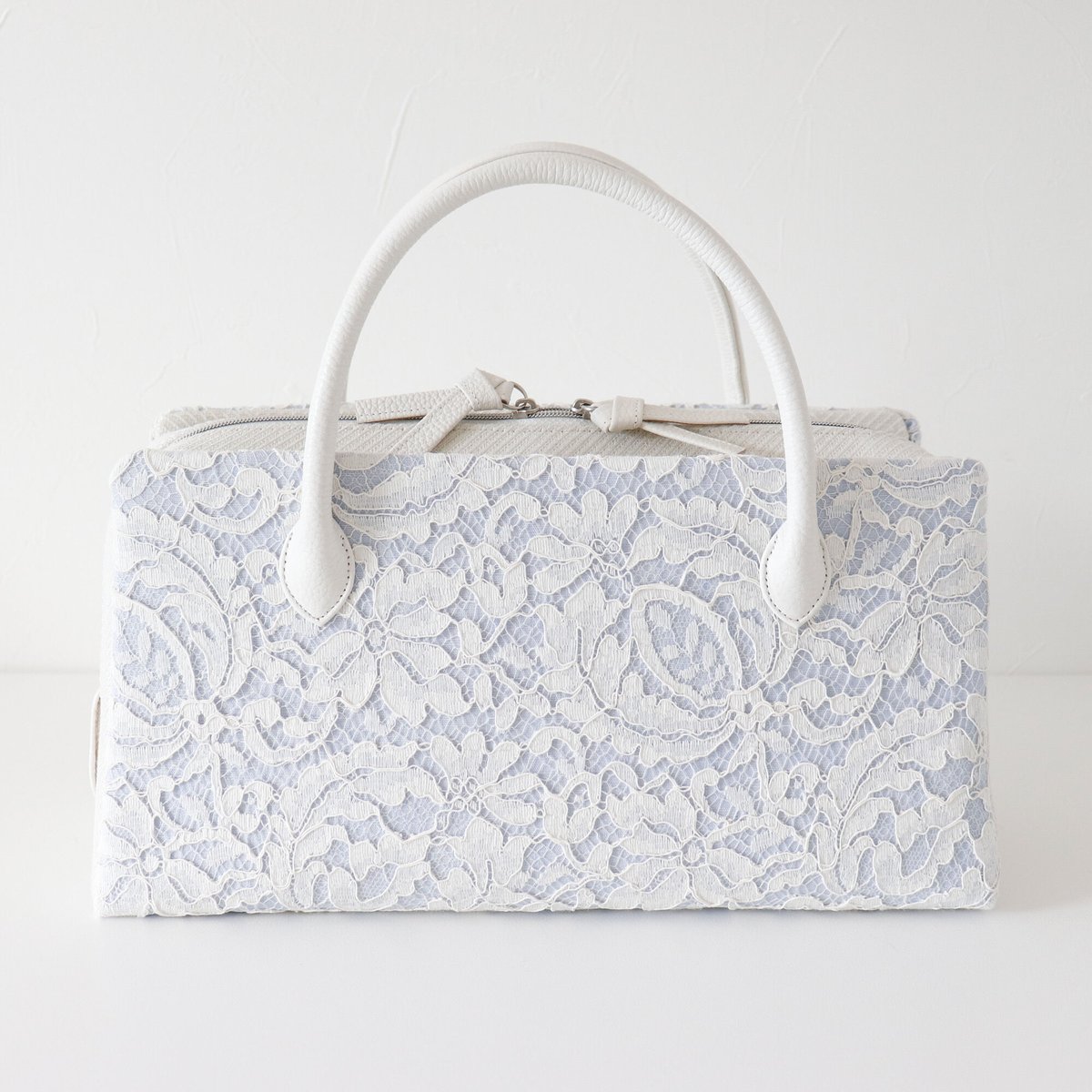 利休バッグ / White Lace & Blue Linen / R_1131 | Da