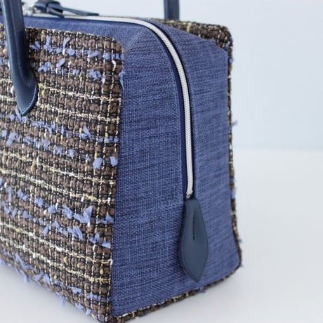 利休バッグ R_1021 / Brown Blue fancy tweed