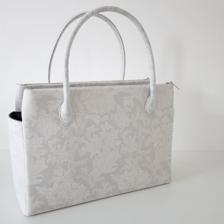 和装トート / light gray floral / W_1127