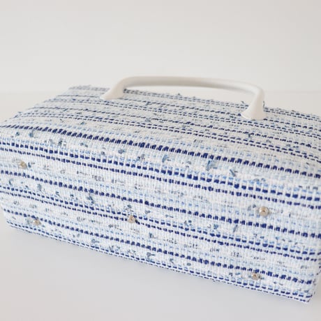 利休バッグ  / Blue White Tweed / R_1127