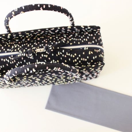 利休バッグ R_1020 / Navy fancy tweed