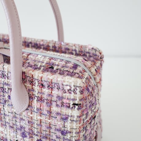 利休バッグ/pink fancy tweed/ R_1157