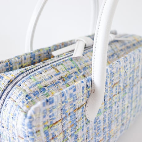 利休バッグ  / Blue fancy tweed / R_1128