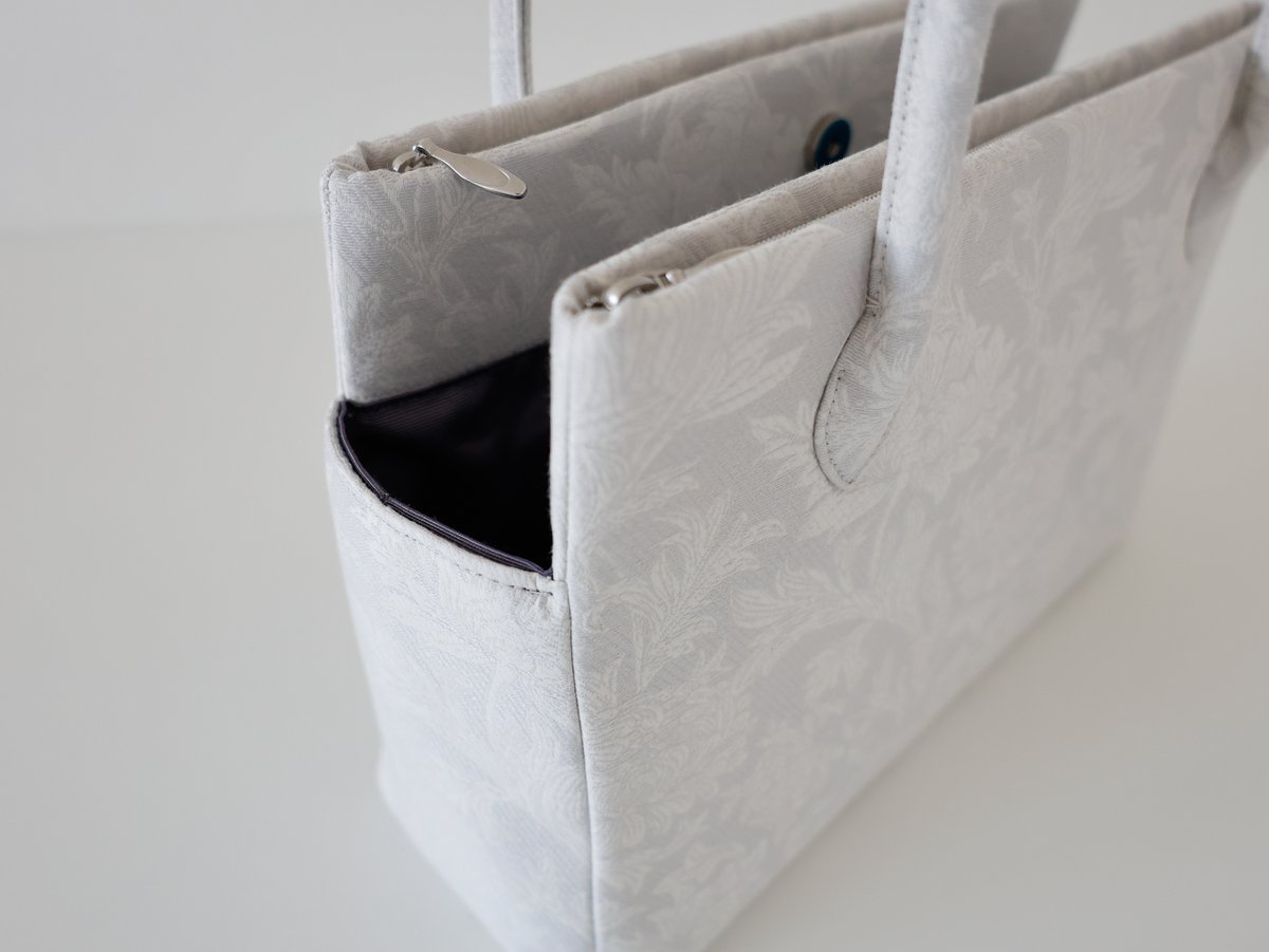 和装トート / light gray floral / W_1127 | Day After Day