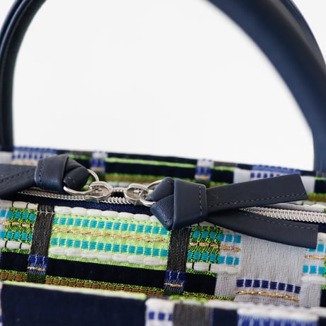 利休バッグ /Navy jacquard / R_1093