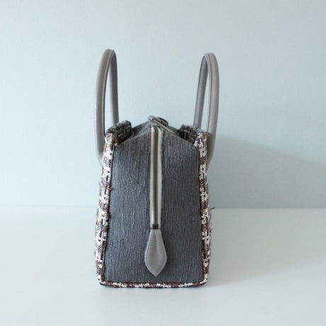 利休バッグ R_1025 / Brown ×White fancy tweed