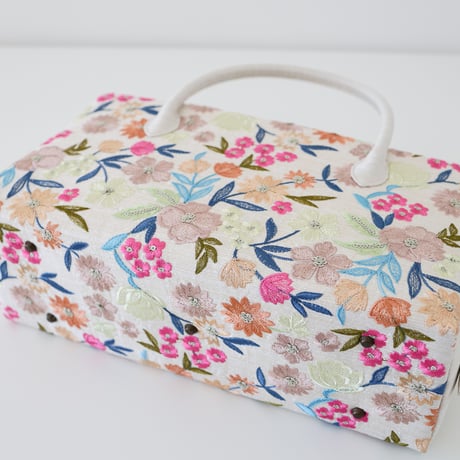 利休バッグ  /floral embroidery/ R_1152