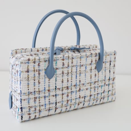 利休バッグ  /blue fancytweed/ R_1155