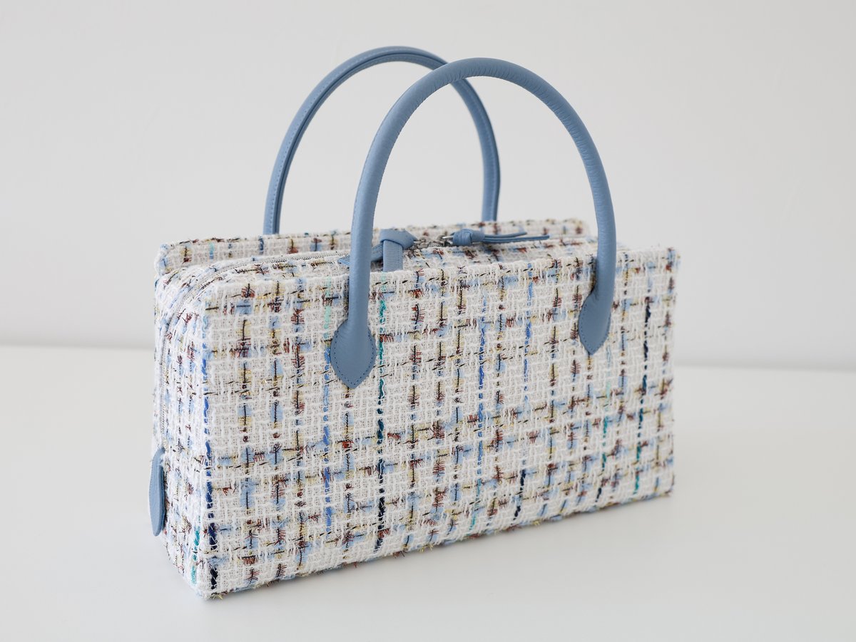 DAY AFTER DAY フリンジ付き青系ツイード利休バッグ 利休バッグ /blue fancytweed/ R_1155 | Day After Day