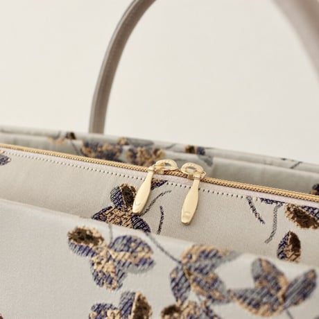 利休バッグ R_1018 / Silver botanical pattern