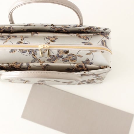 利休バッグ R_1018 / Silver botanical pattern
