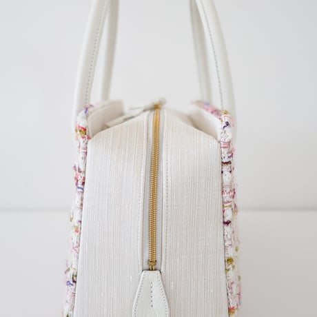 利休バッグ/white mix tweed/ R_1156