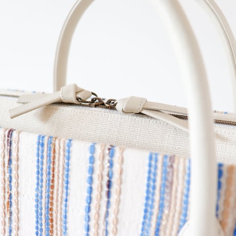 利休バッグ / Beige Blue Stripe / R_1064