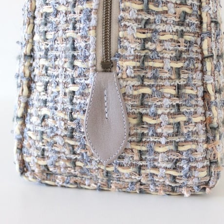 利休バッグ R_1043 / grey × cream fancy tweed