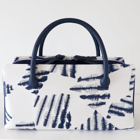 利休バッグ  / White Navy Abstract / R_1055