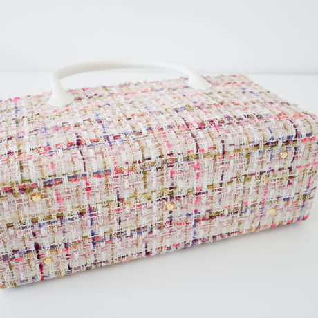 利休バッグ/white mix tweed/ R_1156