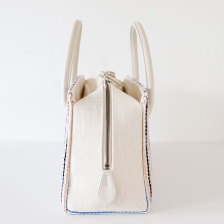 利休バッグ / Beige Blue Stripe / R_1064