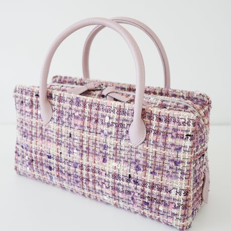 利休バッグ/pink fancy tweed/ R_1157