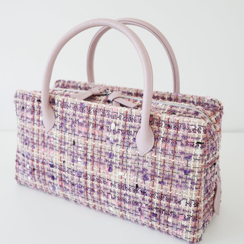 【セール✨】利休バッグ　和装バッグ　アイボリー　チェック柄　底鋲　総柄　春夏秋 セール✨利休バッグ 和装バッグ アイボリー チェック柄 底鋲 総