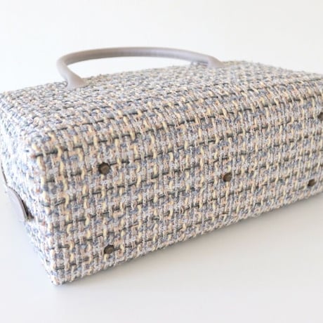 利休バッグ R_1043 / grey × cream fancy tweed