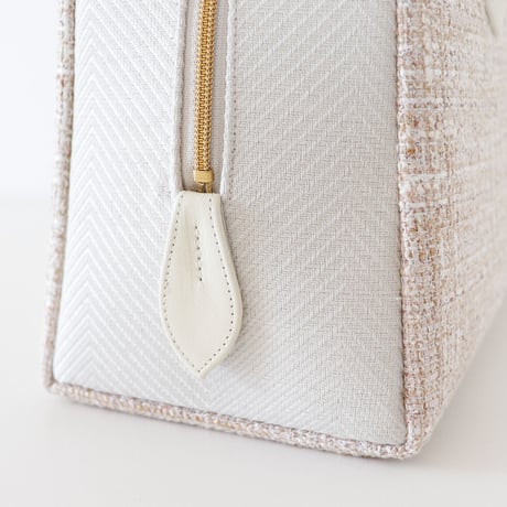 利休バッグ /beige ×white / R_1096