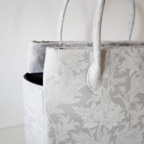 和装トート / light gray floral / W_1127