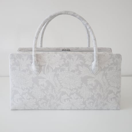 利休バッグ/light gray froral / R_1164