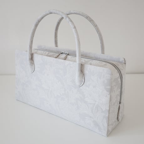 利休バッグ/light gray froral / R_1164