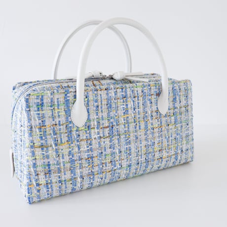 利休バッグ  / Blue fancy tweed / R_1128