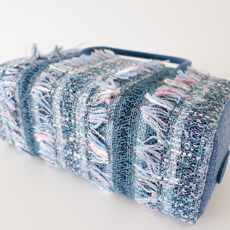 利休バッグ / Blue Fancy Tweed/ R_1119