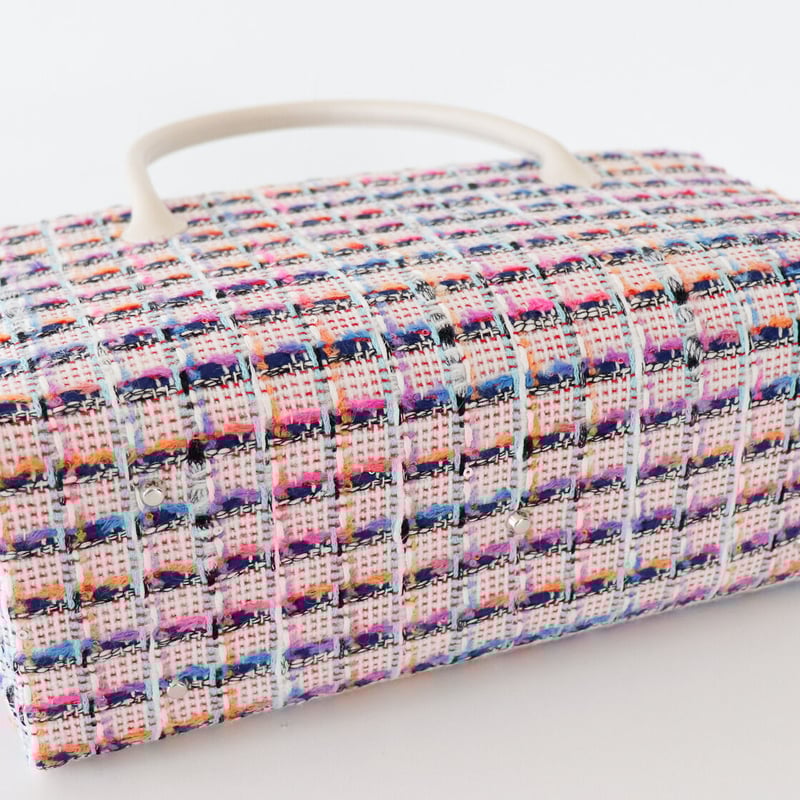 利休バッグ /pink & blue fancy tweed/ R_1092 | Day Af